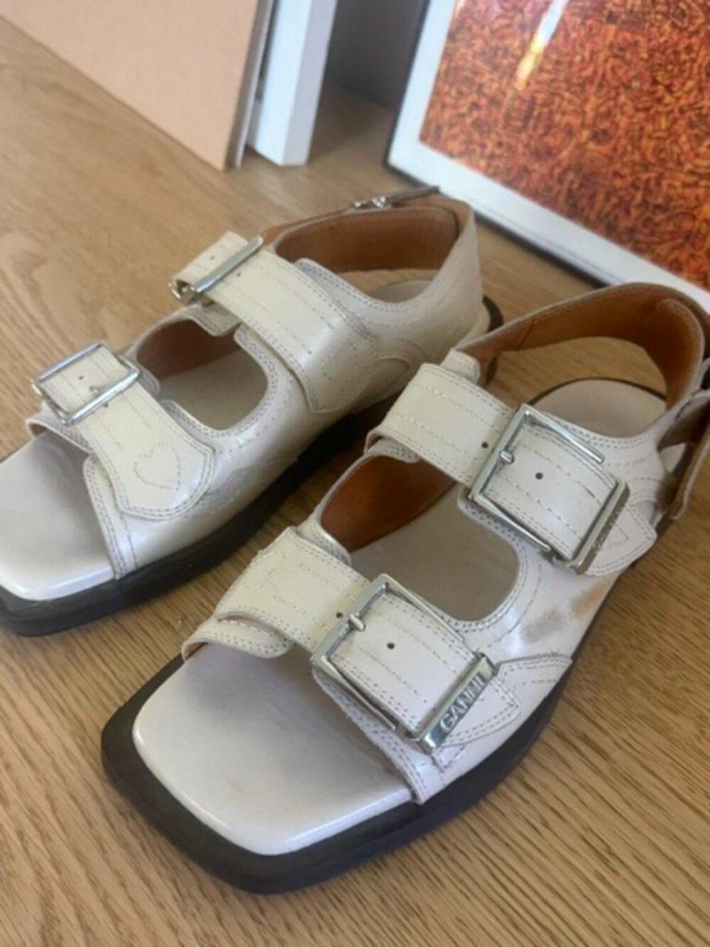 GANNI - White Embroidered Western Sandals - Size 9 - Picture 12 of 14